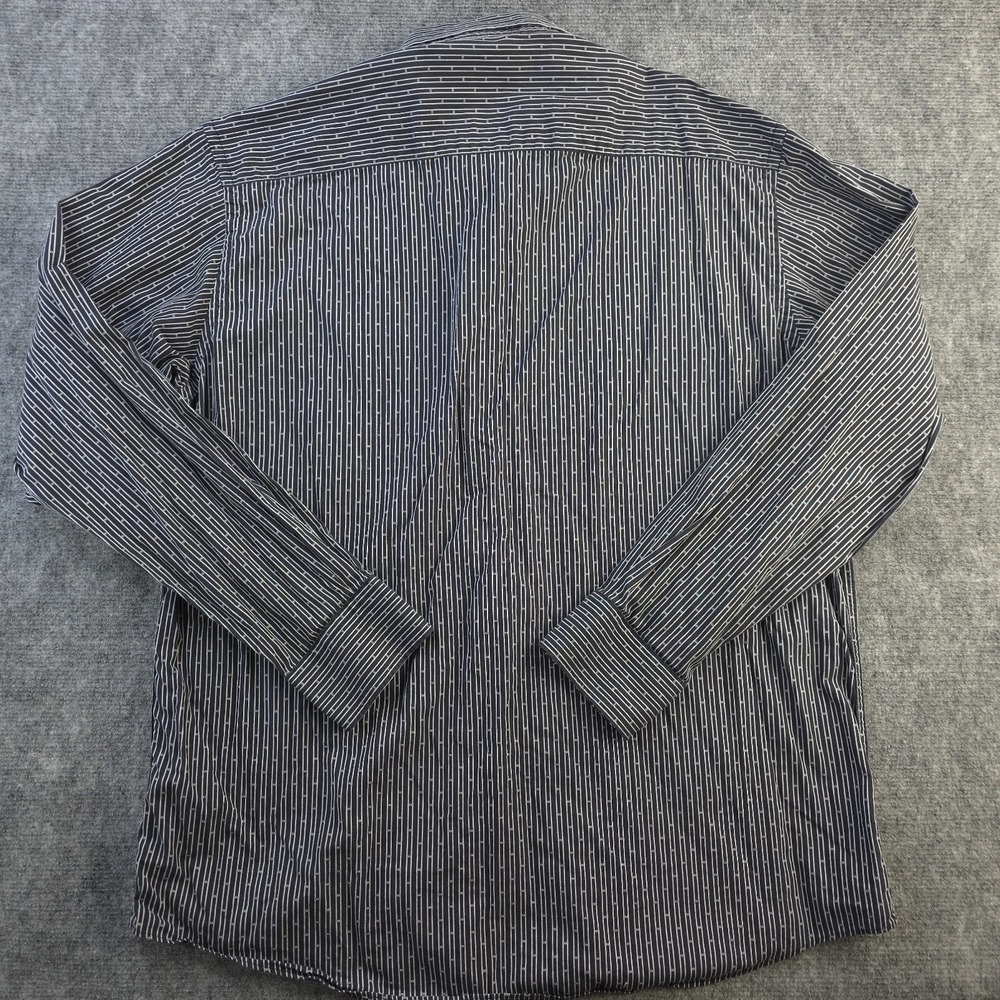 Bugatchi Shirt XL Black‎ White Vertical Striped Long Sleeve Button Up Cotton - Picture 7 of 8